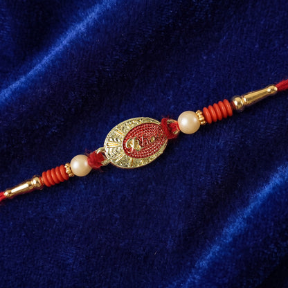 Decorative Traditional Bhai text Rakhi on soft thread