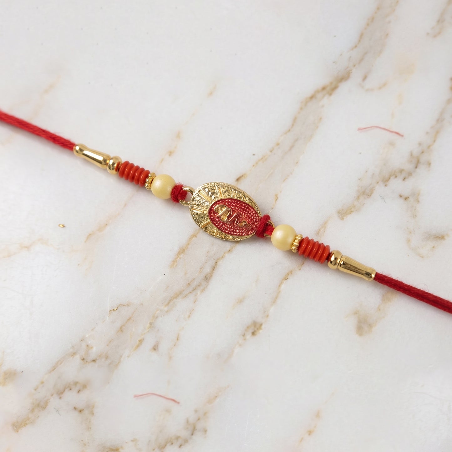 Multiple angles of Traditional Bhai Text Rakhi showcasing design