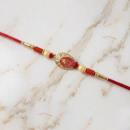 Multiple angles of Traditional Bhai Text Rakhi showcasing design