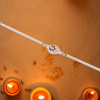 Designer Silver Plated Rakhi image 2