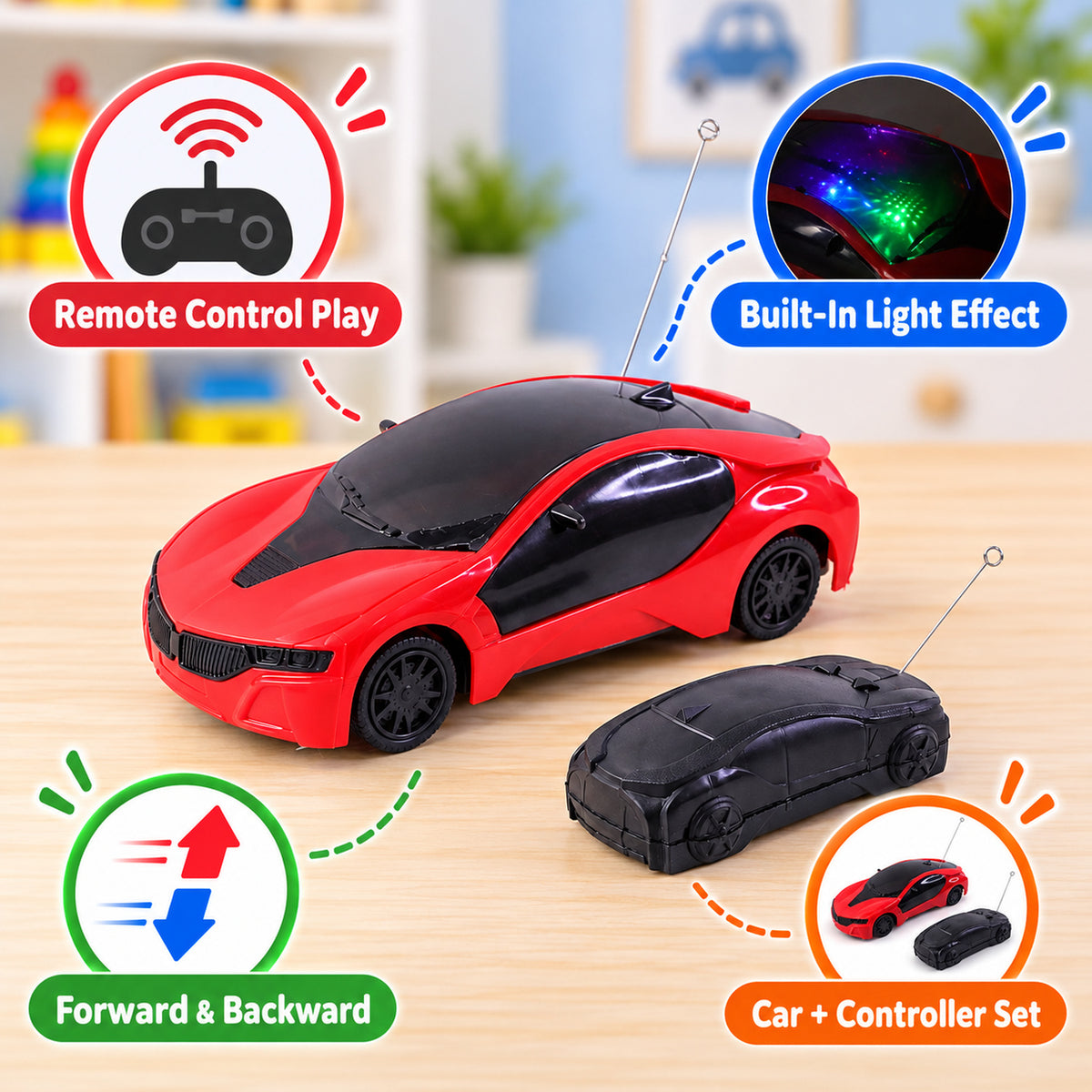 Details of remote Control Racing Car.