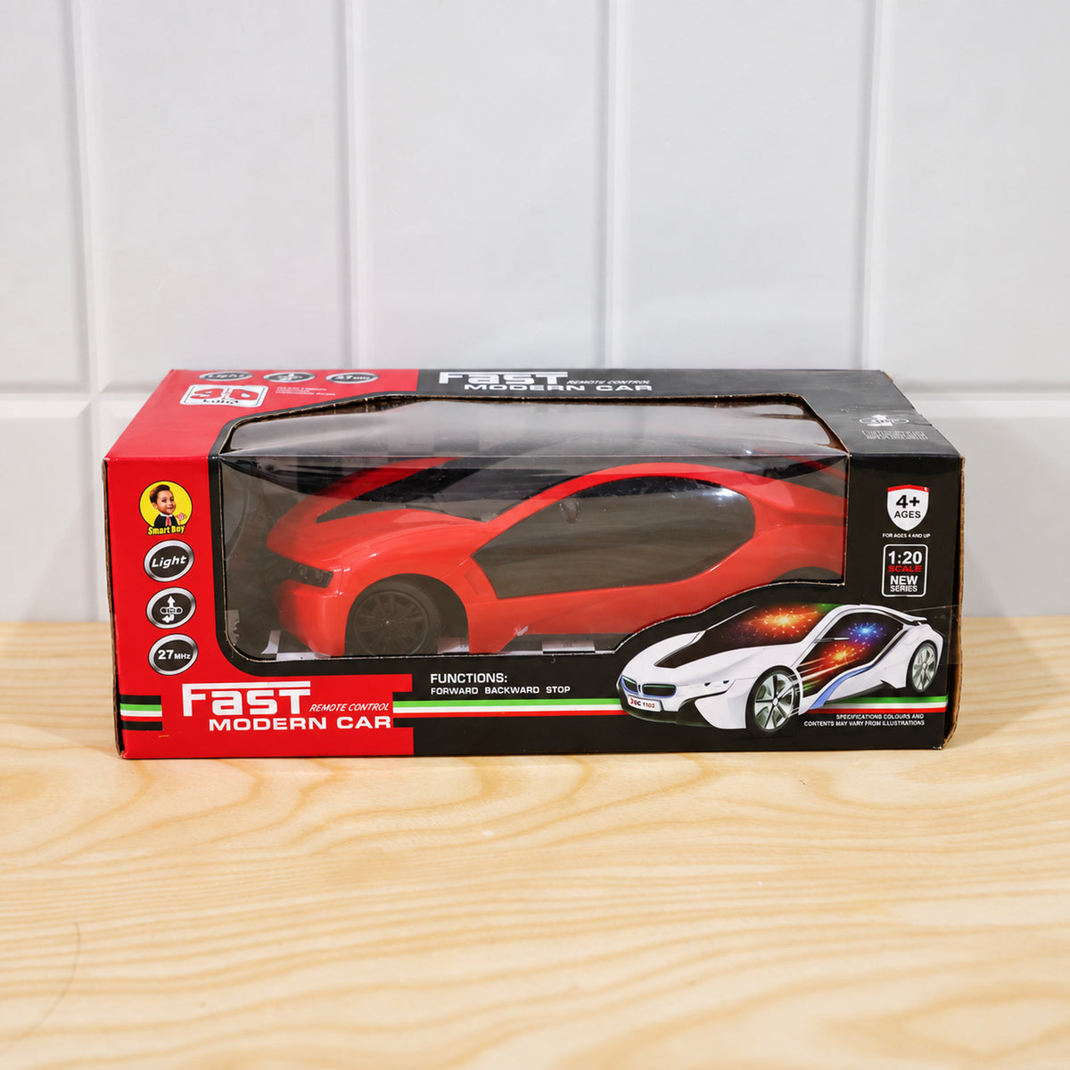 Close-up of remote control fast car.