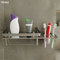 Bathroom Shelf with Towel Rod & Toothbrush Holder – Durable Stainless Steel