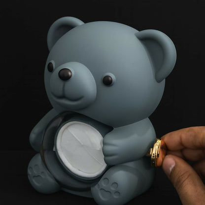 Grey Teddy Bear With Eternal Rose Gift Box | Romantic Premium Gift for Her & Couples