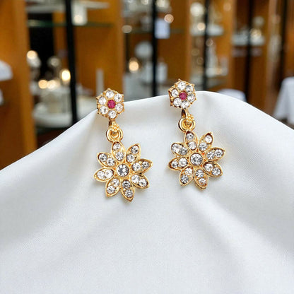 Diamond-Look Floral Choker Necklace Set with Accent Stones