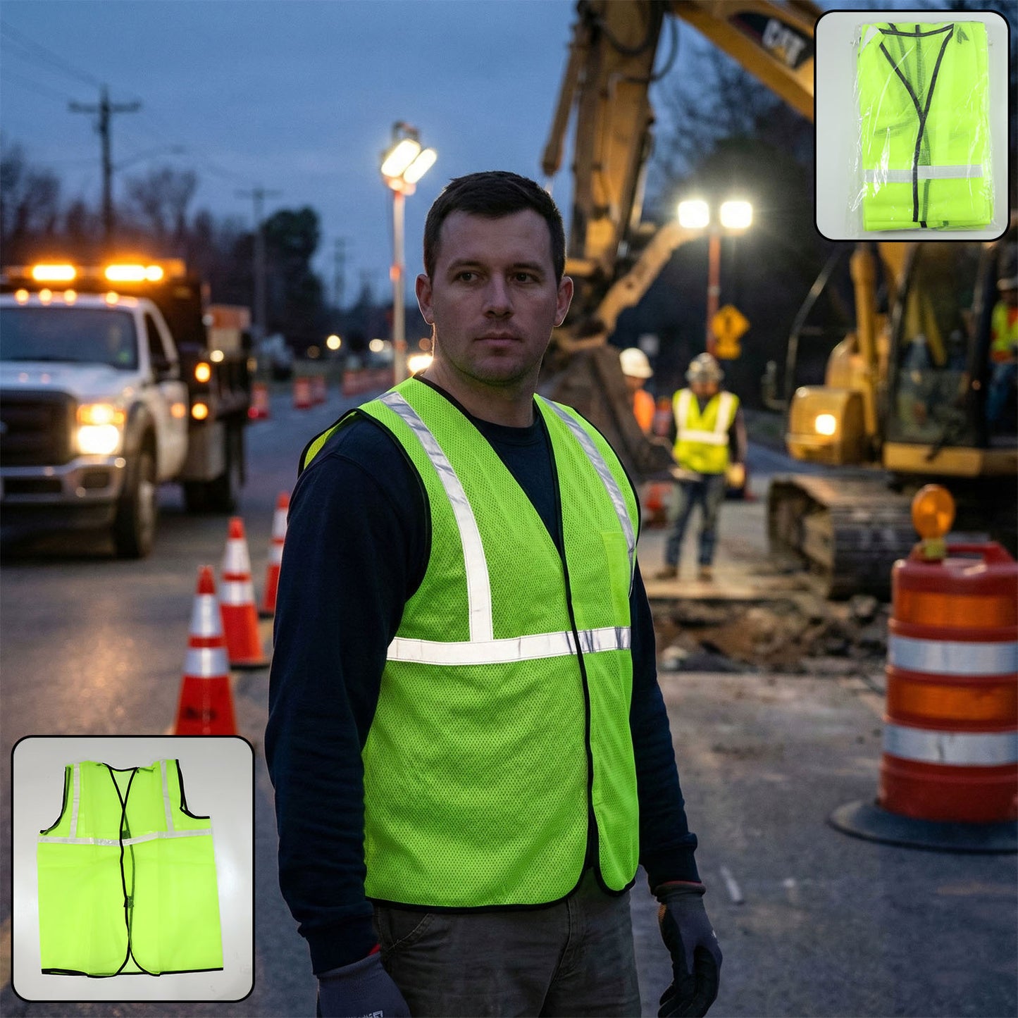 Green Safety Jacket for Construction Protection