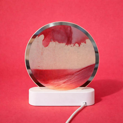 LED Round Static Red Sand Art Lamp | Ambient Decorative Night Light Home Décor