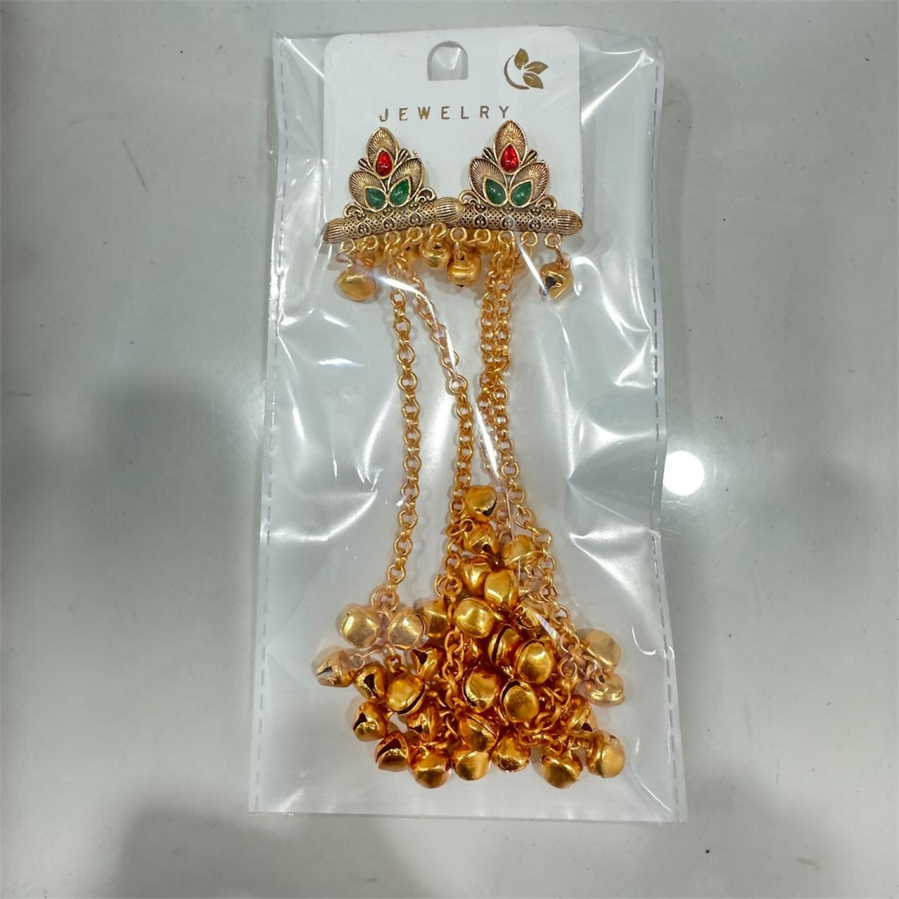 Royal Kashmiri Long Chain Ghungroo Drop Earrings.