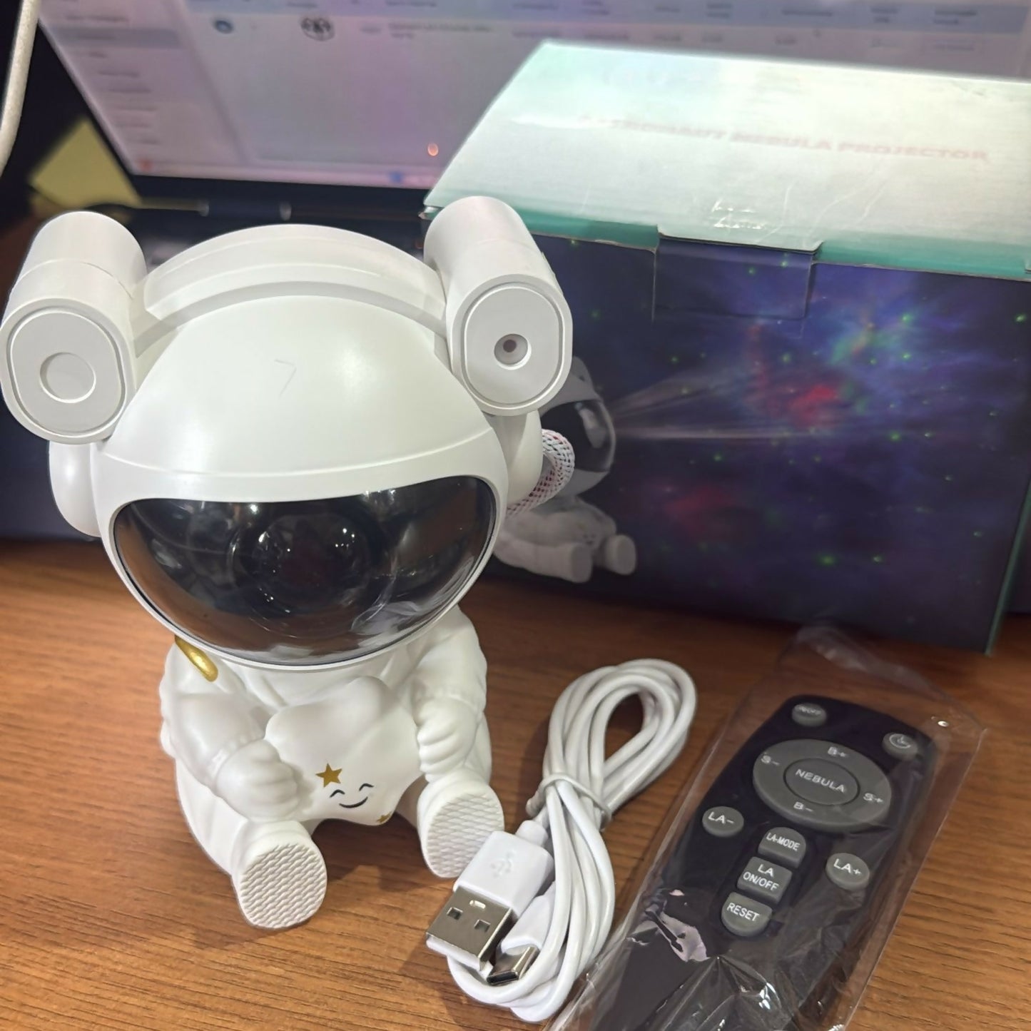 Astronaut Galaxy Star Projector Night Light with Adjustable Head & USB Power