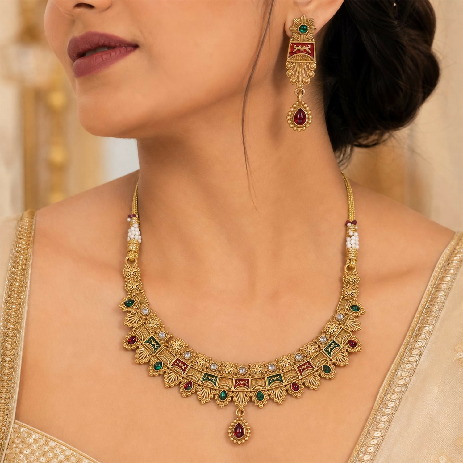 Kundan Necklace Set – Elegant Traditional Jewelry for Women