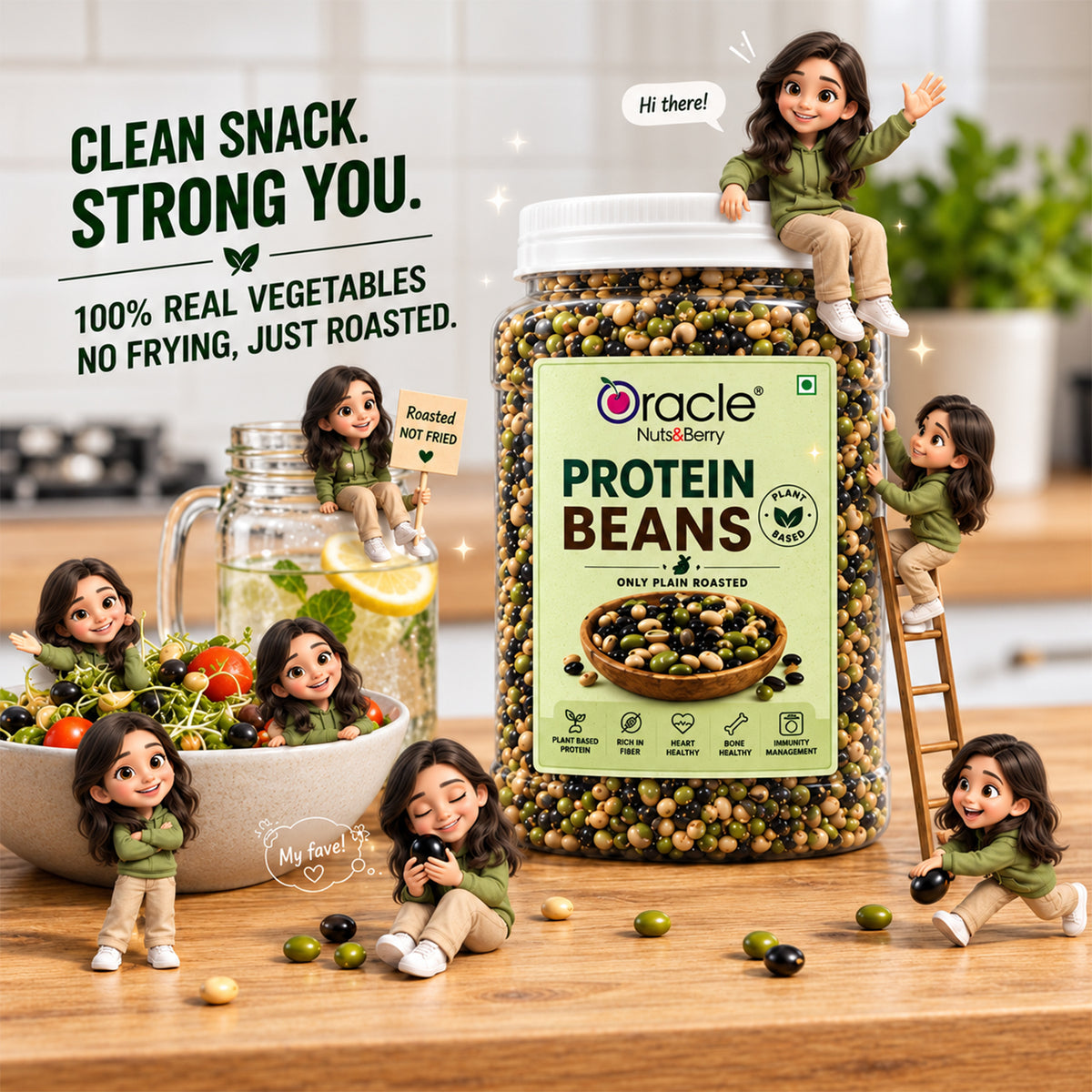 Roasted Protein Beans Premium Crunchy Healthy Plant Protein Rich Tasty Snack (400g)