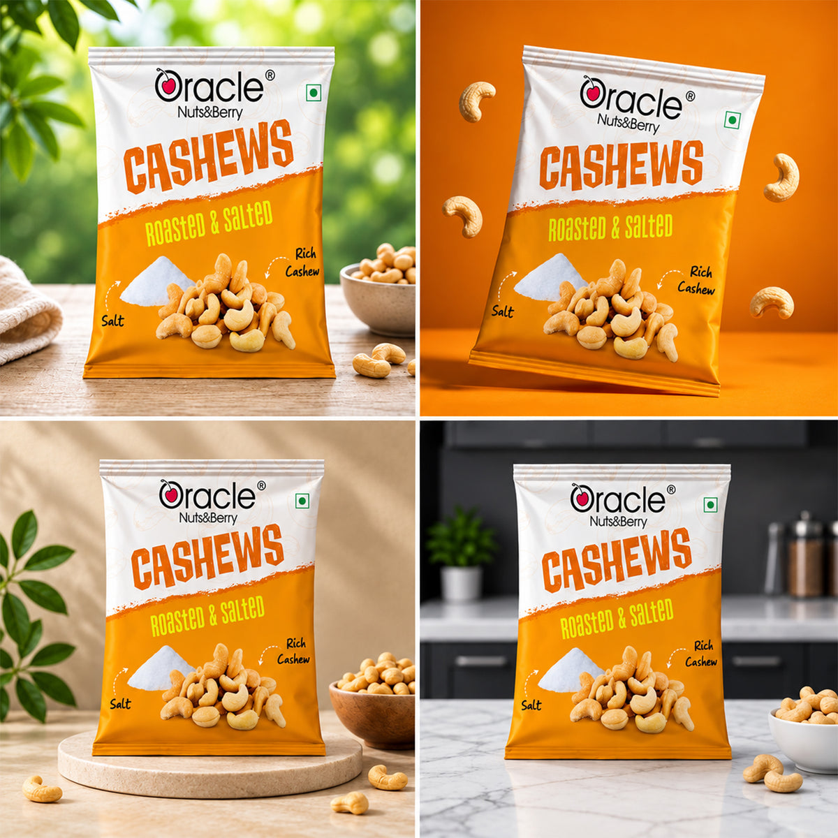 Roasted Salted Cashews Premium Crunchy Wholesome Tasty Kaju Snack Mini Pack (18g)