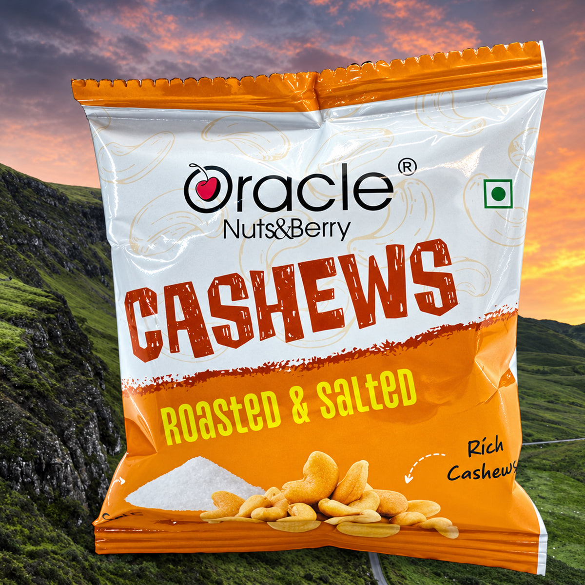 Roasted Salted Cashews Premium Crunchy Wholesome Tasty Kaju Snack Mini Pack (18g)