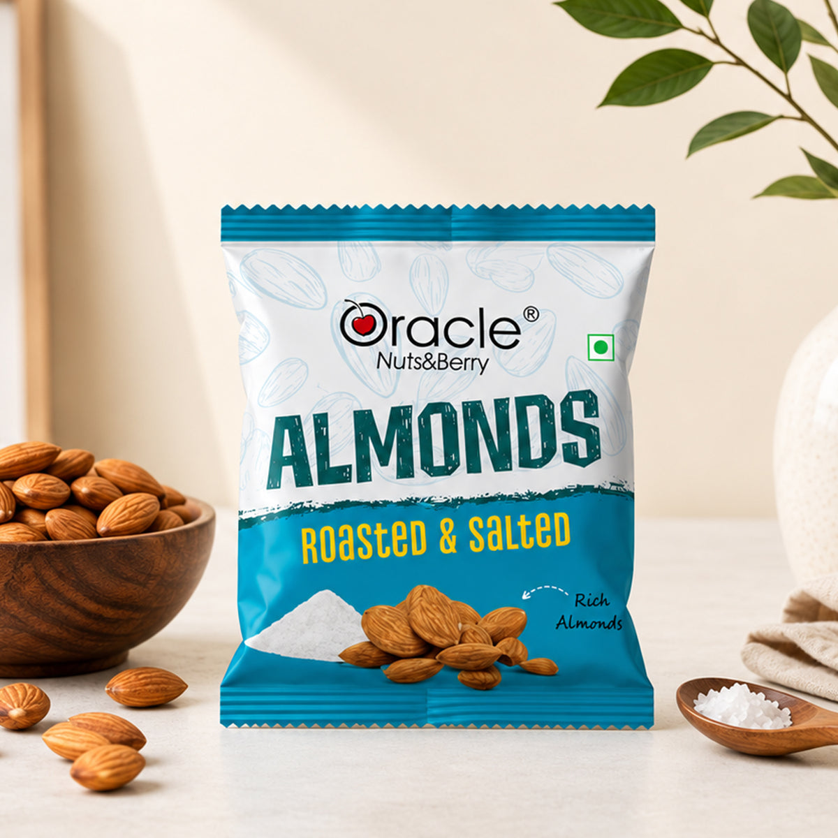Roasted Salted Almonds Premium Crunchy Healthy Tasty Badam Snack Mini Pack (18g)