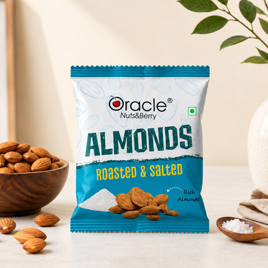 Roasted Salted Almonds Premium Crunchy Healthy Tasty Badam Snack Mini Pack (18g)