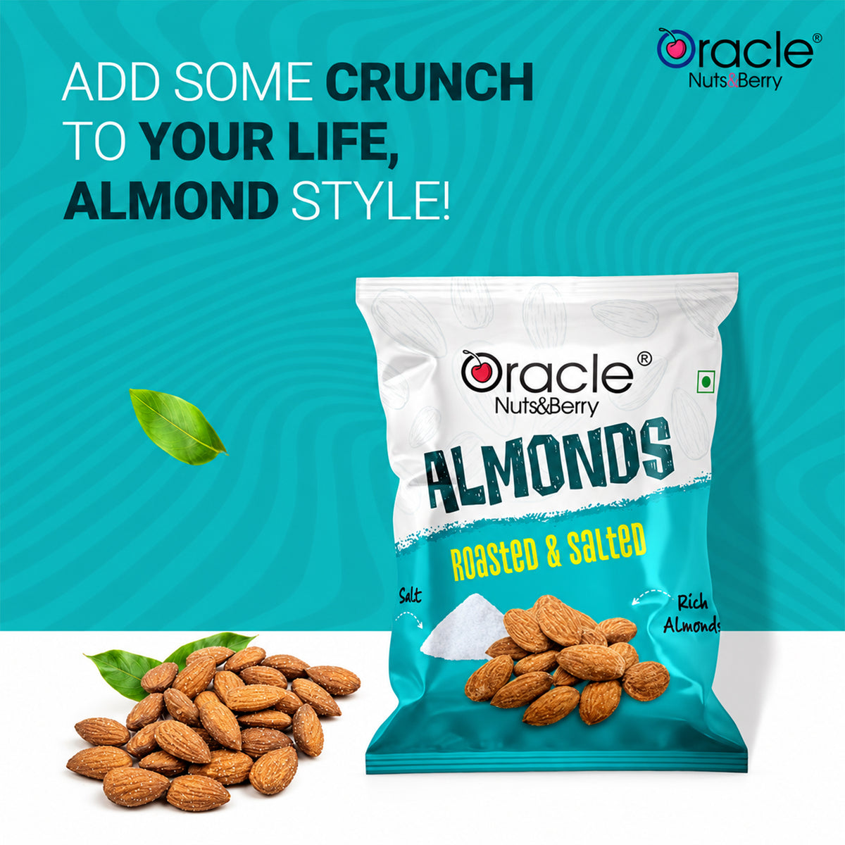 Roasted Salted Almonds Premium Crunchy Healthy Tasty Badam Snack Mini Pack (18g)