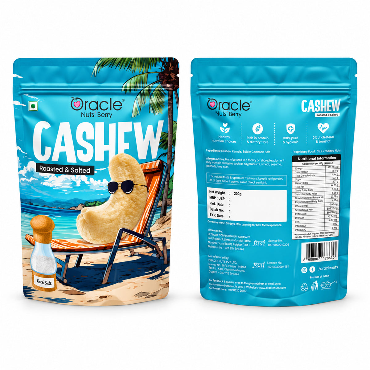 Roasted Salted Cashews Premium Crunchy Kaju Perfect Everyday Dry Fruit Snack (200g)