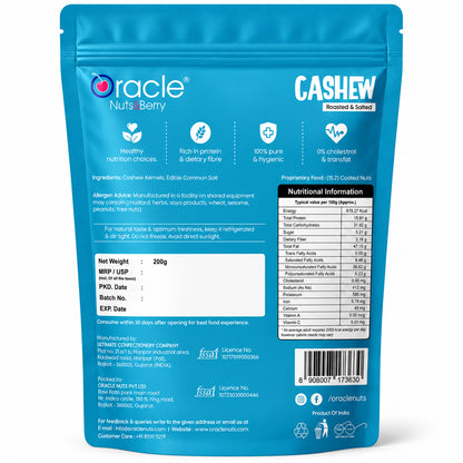 Roasted Salted Cashews Premium Crunchy Kaju Perfect Everyday Dry Fruit Snack (200g)
