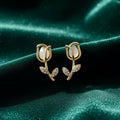 Pearl Tulip Stud Earrings – Elegant Korean Style Floral Jewelry