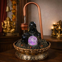 Divine Shivling Tabletop Fountain – Rotating Crystal Ball, LED Glow