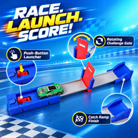 Race Track Playset with Launcher, Gate, Ramp and Mini Car for Kids Racing Fun Play
