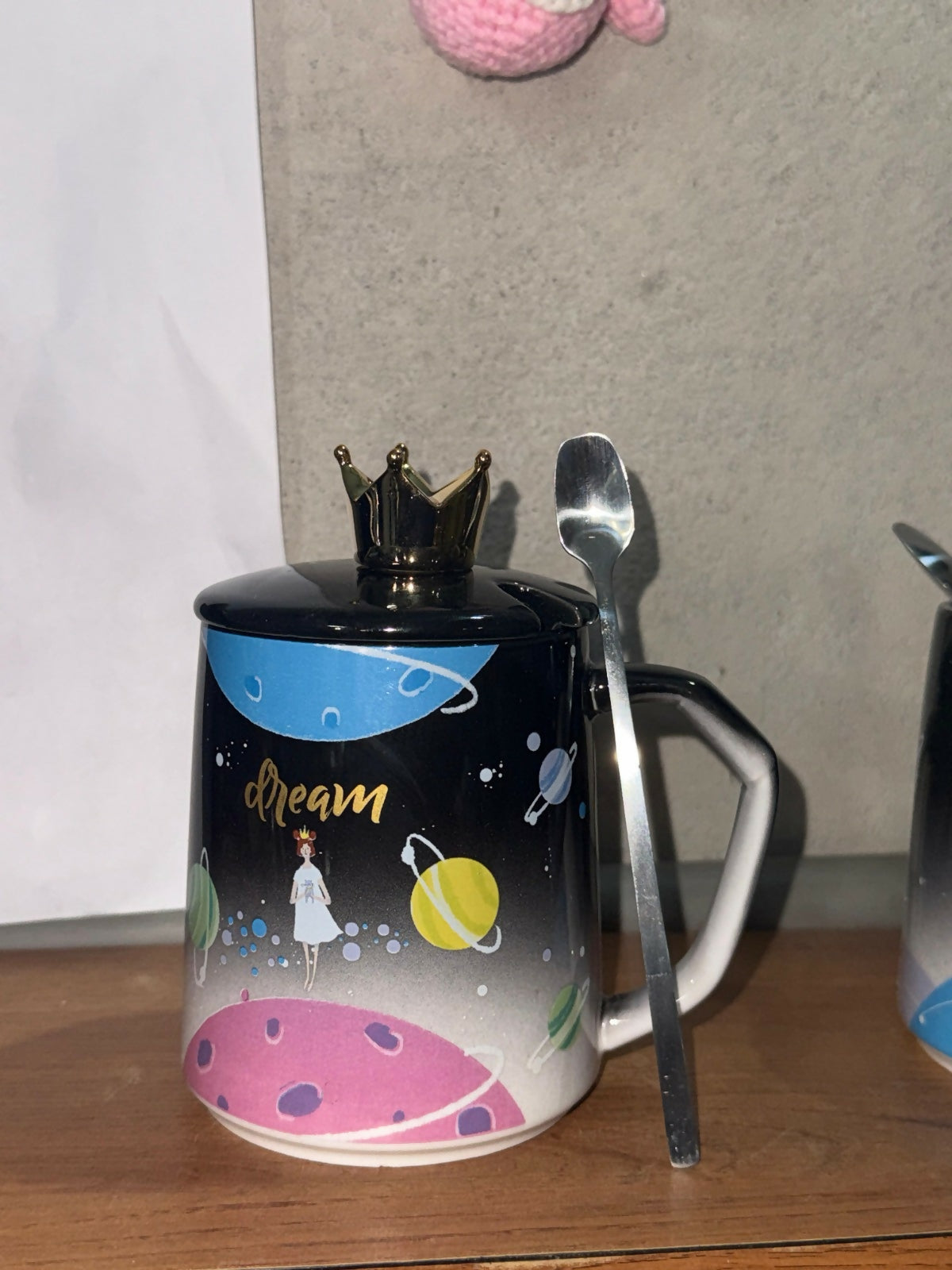 Premium Ceramic Dream Mug with Golden Crown Lid & Spoon | Luxury Galaxy Theme Coffee & Tea Cup for Home, Office & Gifting | Cute Designer Mug with Lid for Hot Beverages | Ideal Birthday, Anniversary & Festive Gift