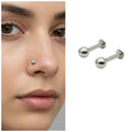 Silver Plated Stud Nosepin Combo Pack - Comfortable Lip & Ear Piercing Jewelry