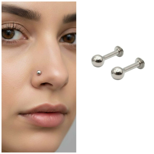 silver plated Stud Lip Piercing nosepin stud Laung Koka Nathni combo pack of 2