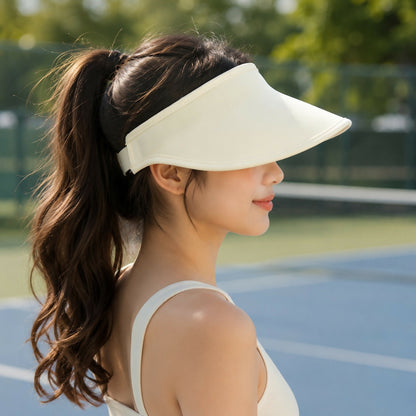 Side view of women’s adjustable wide brim sports sun visor cap