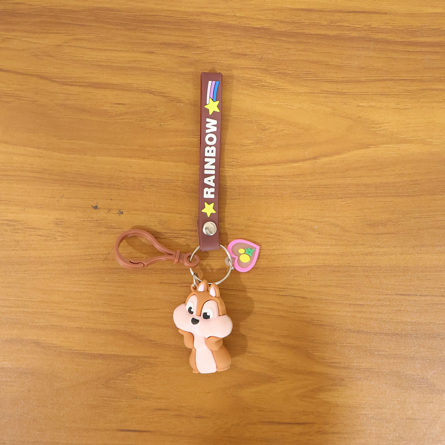 Cute Cartoon Animal Silicone Keychain with “Rainbow” Strap (1 Pc)