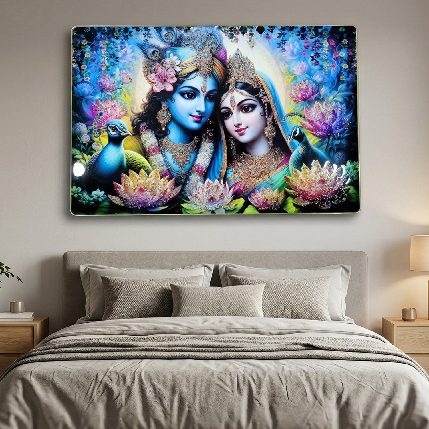 Radha Krishna Wall Art Frame close-up