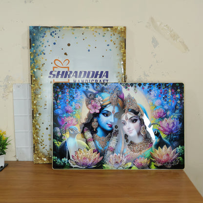 Radha Krishna Decorative Wall Frame in living room setting