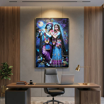 Radha Krishna Wall Hanging Frame vibrant artwork
