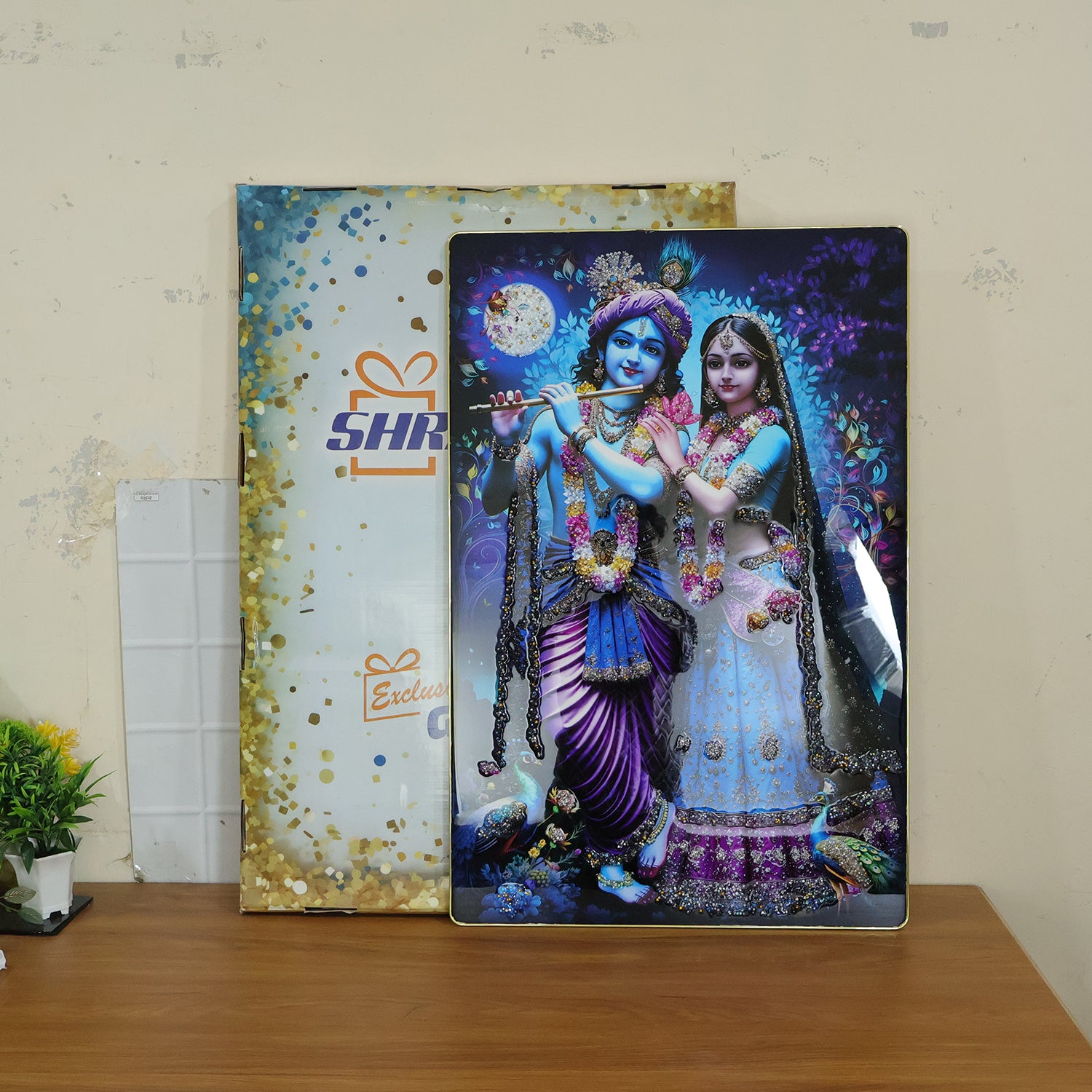 Radha Krishna Wall Frame live room setup