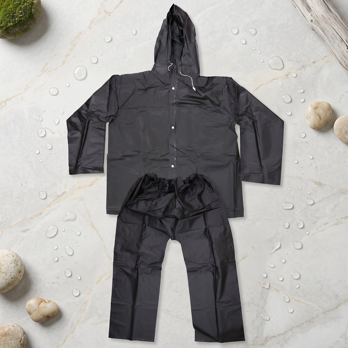 Reusable Waterproof EVA Rain Coat Set with Hood Jacket and Pant (1 Set)