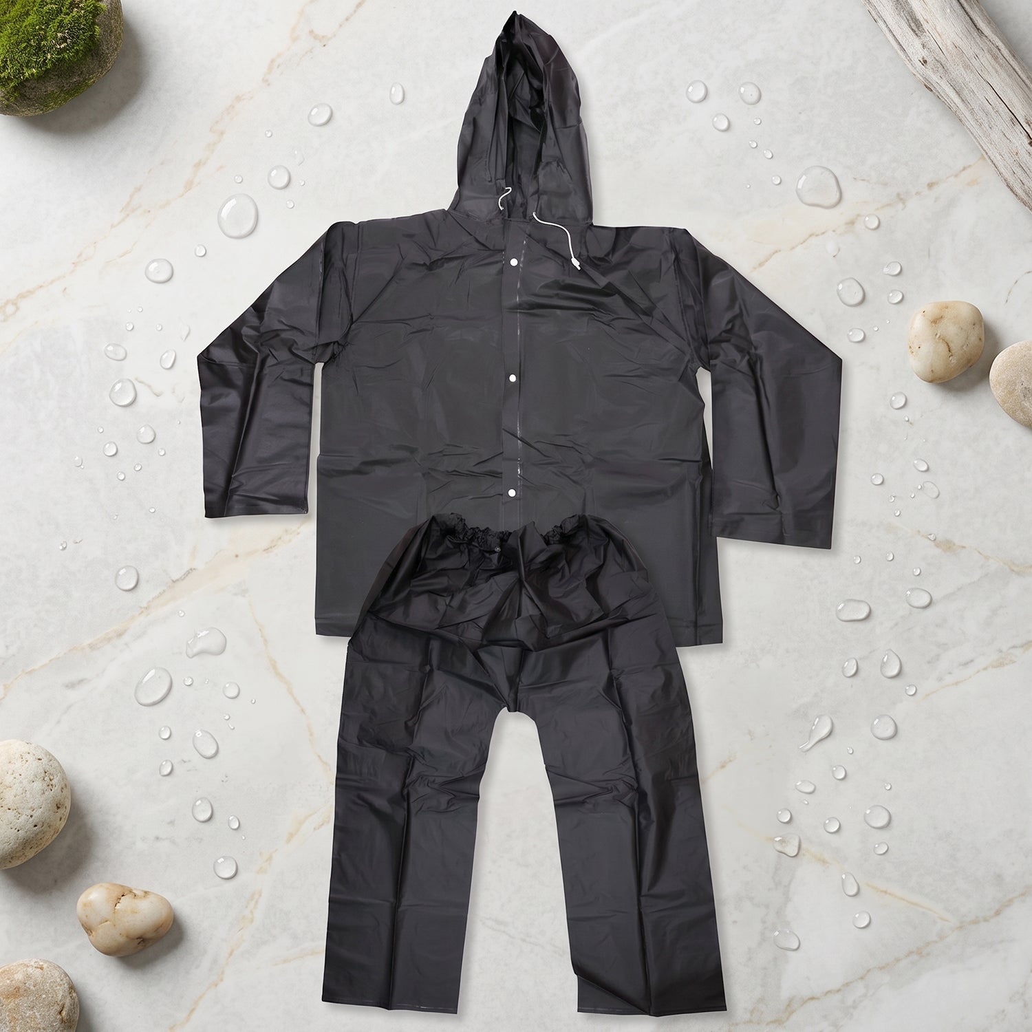Reusable Waterproof EVA Rain Coat Set with Hood Jacket and Pant (1 Set)