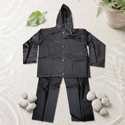 Reusable Waterproof EVA Rain Coat Set with Hood Jacket and Pant (1 Set)