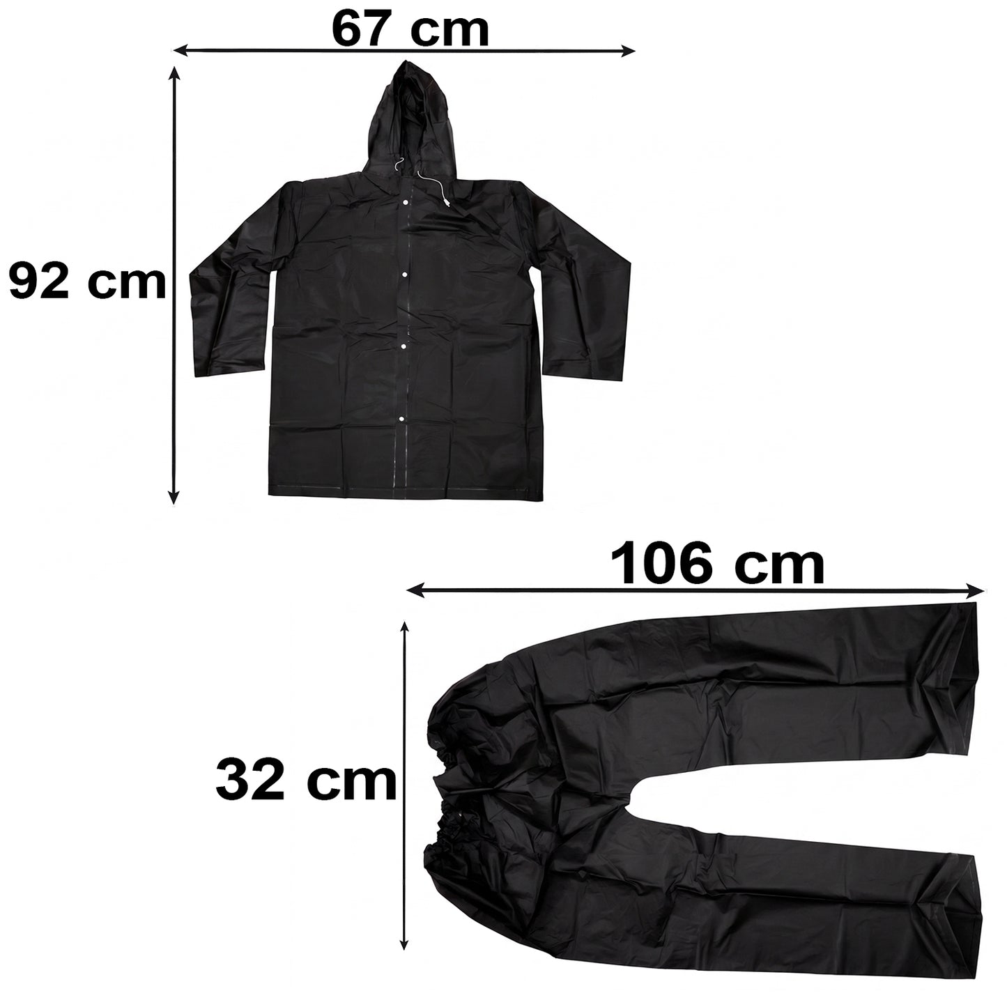 Reusable Waterproof EVA Rain Coat Set with Hood Jacket and Pant (1 Set)