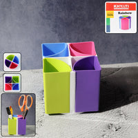 Khyati Rainbow Pen Stand – 4-Section Multicolor Desk Organizer
