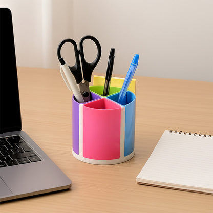Khyati Rainbow Pen Stand – 4-Section Multicolor Desk Organizer