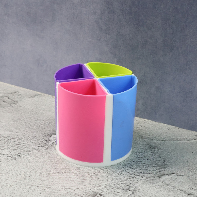 Khyati Rainbow Pen Stand – 4-Section Multicolor Desk Organizer