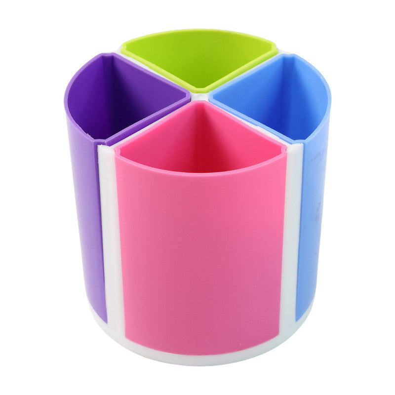 Khyati Rainbow Pen Stand – 4-Section Multicolor Desk Organizer