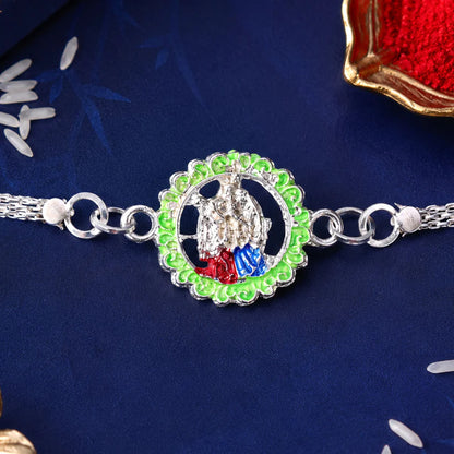 Traditional Silver Chain Rakhi for Raksha Bandhan gifting.