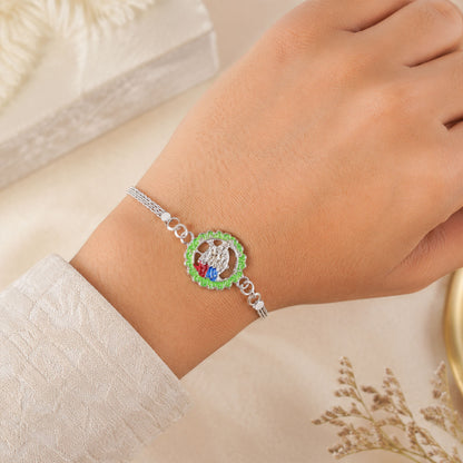 Radha Krishna Rakhi – Elegant Silver Chain Design