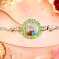 Silver Chain Rakhi with Radha Krishna Motif for Raksha Bandhan