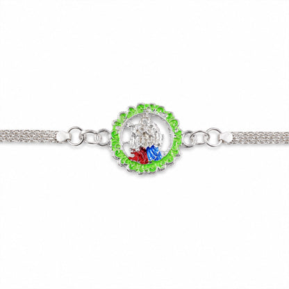 Radha Krishna Rakhi – Elegant Silver Chain Design