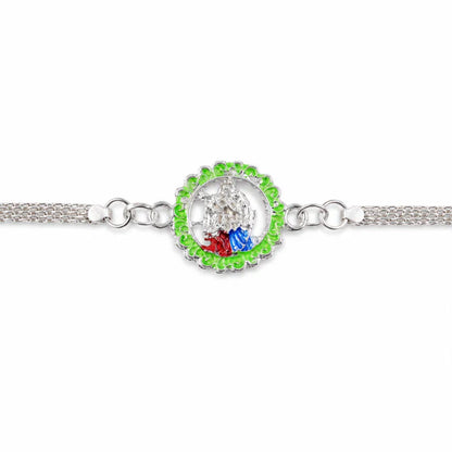 Radha Krishna Rakhi Silver Chain Design for Brothers