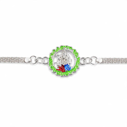 Buy Ganesha Rakhi Stylish Enamel and Silver Chain Design