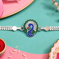 Peacock Meenakari Rakhi with Crystal Chain for Brother