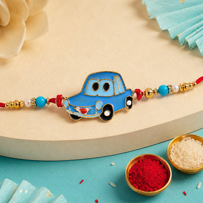 Kids Car Rakhi – Playful Design with Red Thread for Brothers